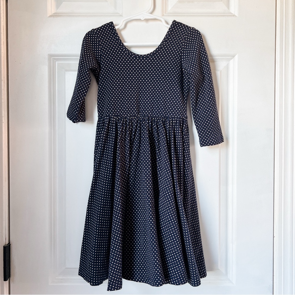 Alice + Ames Navy Polka Dot Twirl Dress